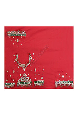 Hand Embroidered Velvet Lehenga in Red