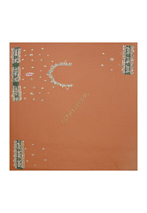 Embroidered Net Lehenga in Rust 