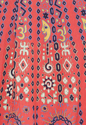 Mandala Printed Pure Cotton Wrap Around Skirt in Orange