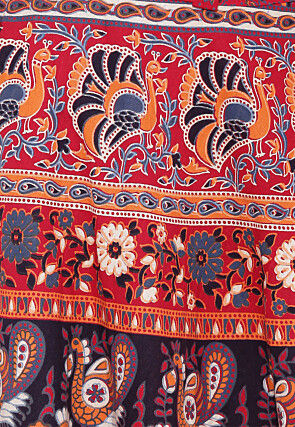 Mandala Printed Pure Cotton Wrap Around Skirt in Red