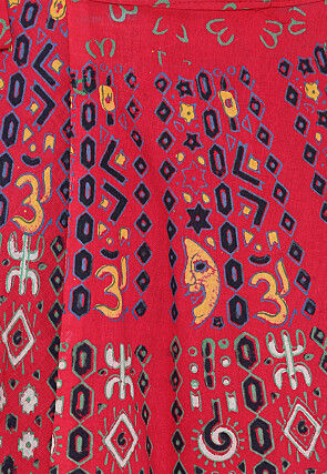 Mandala Printed Pure Cotton Wrap Around Skirt in Red