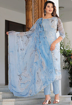 Light Blue Color Maslin Designer Maslin Palazzo Readymade Salwar Suit  -686985868