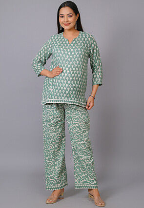 Maternity Cotton Co - Ord Set in Dusty Green
