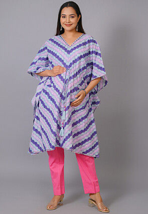 Maternity Cotton Kaftan Set in Shaded Purple