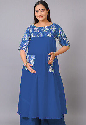 Maternity Cotton Kurta in Royal Blue