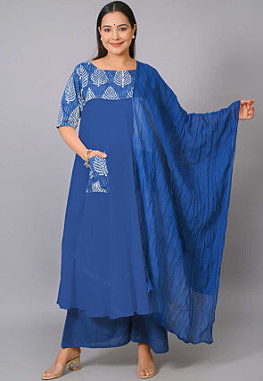 Maternity Cotton Pakistani Suit in Royal Blue