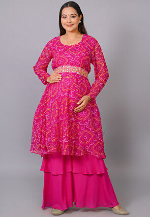 Maternity Georgette Kurta Set in Fuchsia