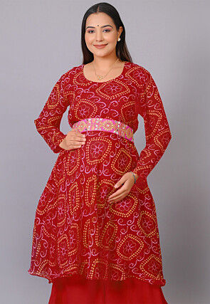 Maternity Georgette Kurti in Maroon