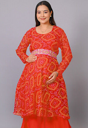 Maternity Georgette Kurti in Orange