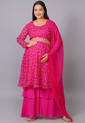 Maternity Georgette Pakistani Suit in Fuchsia