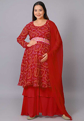 Maternity Georgette Pakistani Suit in Maroon