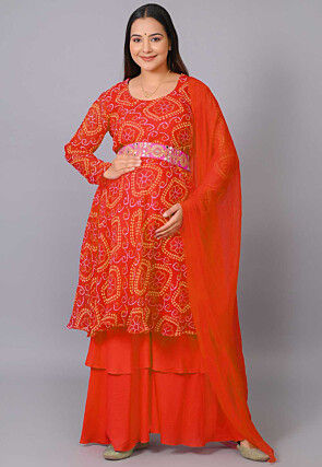 Maternity Georgette Pakistani Suit in Orange