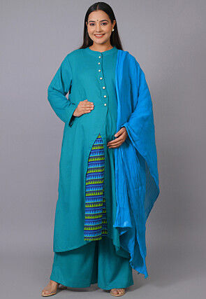 Maternity Rayon Pakistani Suit in Teal Blue
