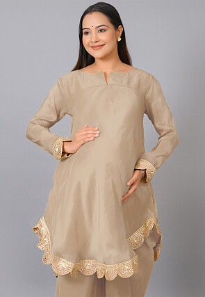 Maternity Uppada Silk Kurti in Beige