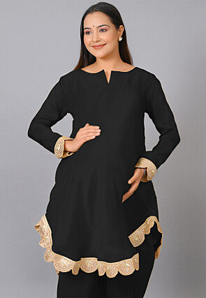 Maternity Uppada Silk Kurti in Black