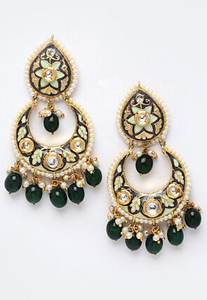 ZeroKaata Fashion Jewellery Blue and Green Chandbali Necklace and Earrings Combo for Women & Girls