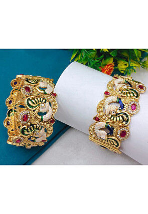 Meenakari Openable Peacock Style Bangle Pair