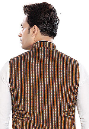 Woven Cotton Nehru Jacket in Multicolor