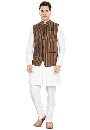 Woven Cotton Nehru Jacket in Multicolor