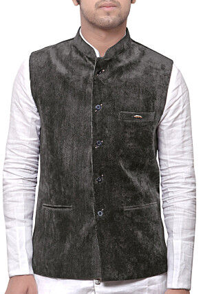 Plain Linen Kurta Set in White