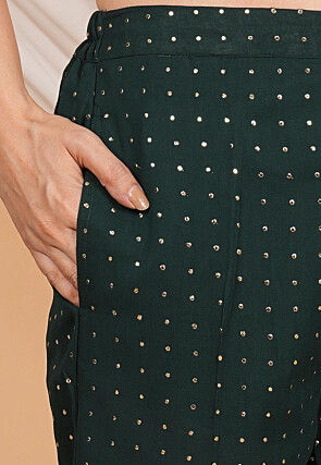 Mukesh Georgette Pant in Dark Green