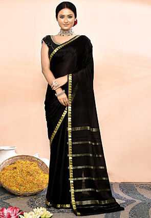 Mysore Pure Crepe Silk Saree in Black