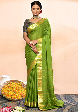 Mysore Pure Crepe Silk Saree in Light Green