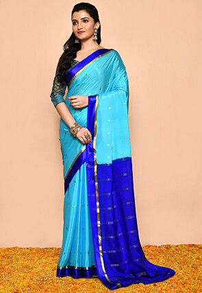 Mysore Pure Crepe Silk Saree in Sky Blue