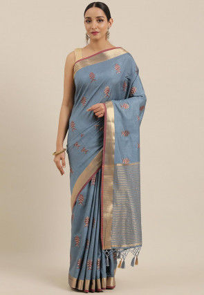 Mysore Silk Saree in Dusty Blue