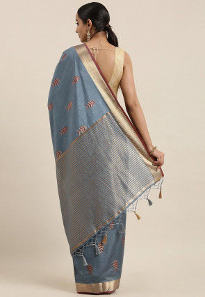 Mysore Silk Saree in Dusty Blue