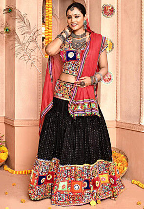 Navratri Special Cotton Lehenga in Black