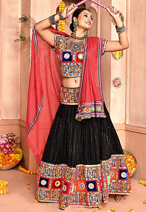 Navratri Special Cotton Lehenga in Black