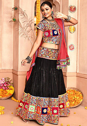 Navratri Special Cotton Lehenga in Black