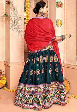 Navratri Special Cotton Lehenga in Dark Teal Blue