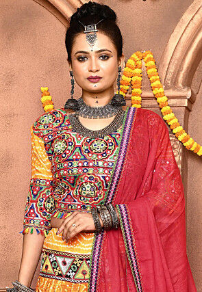 Navratri Special Cotton Lehenga in Mustard