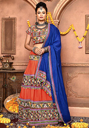 Navratri Special Cotton Lehenga in Orange