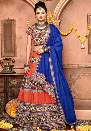 Navratri Special Cotton Lehenga in Orange