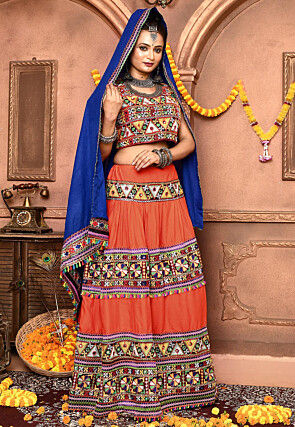 Navratri Special Cotton Lehenga in Orange