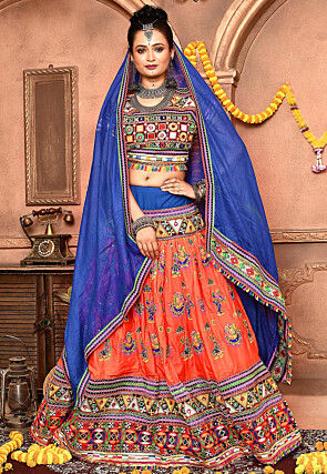 Navratri Special Cotton Lehenga in Orange