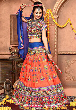Navratri Special Cotton Lehenga in Orange