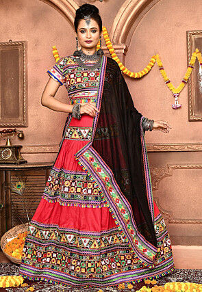 Navratri Special Cotton Lehenga in Red