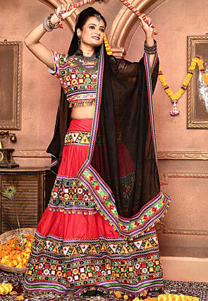 Navratri Special Cotton Lehenga in Red