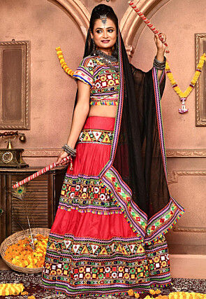 Navratri Special Cotton Lehenga in Red