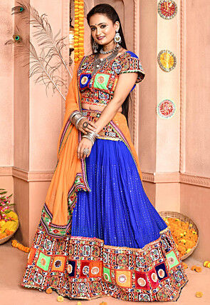 Navratri Special Cotton Lehenga in Royal Blue