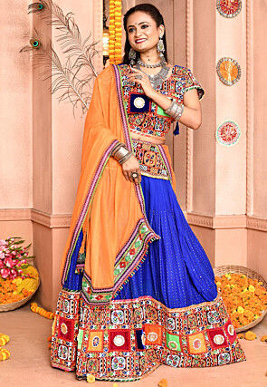 Navratri Special Cotton Lehenga in Royal Blue