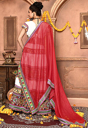 Navratri Special Cotton Lehenga in White