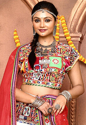 Navratri Special Cotton Lehenga in White