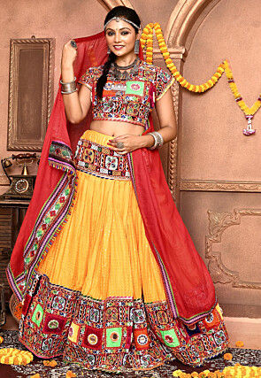 Navratri Special Cotton Lehenga in Yellow