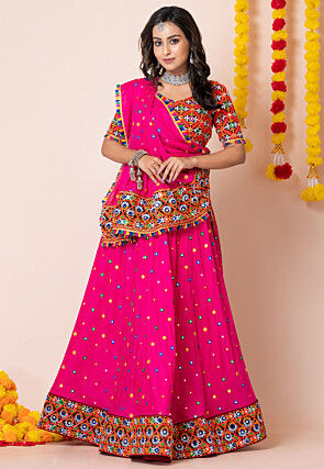 Navratri Special Rayon Lehenga in Pink