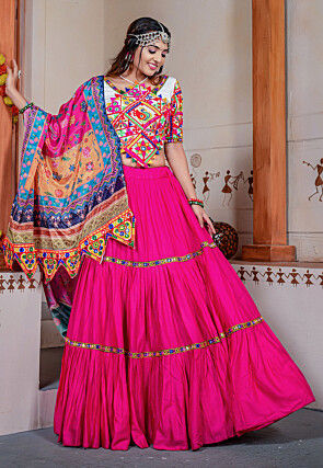 Navaratri Special Rayon Lehenga in Pink